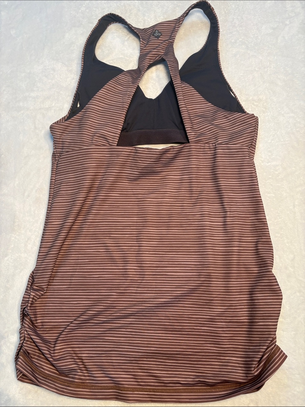 Prana Striped Racerback Athletic Yoga Tank in Taupe Brown Tones Size Small